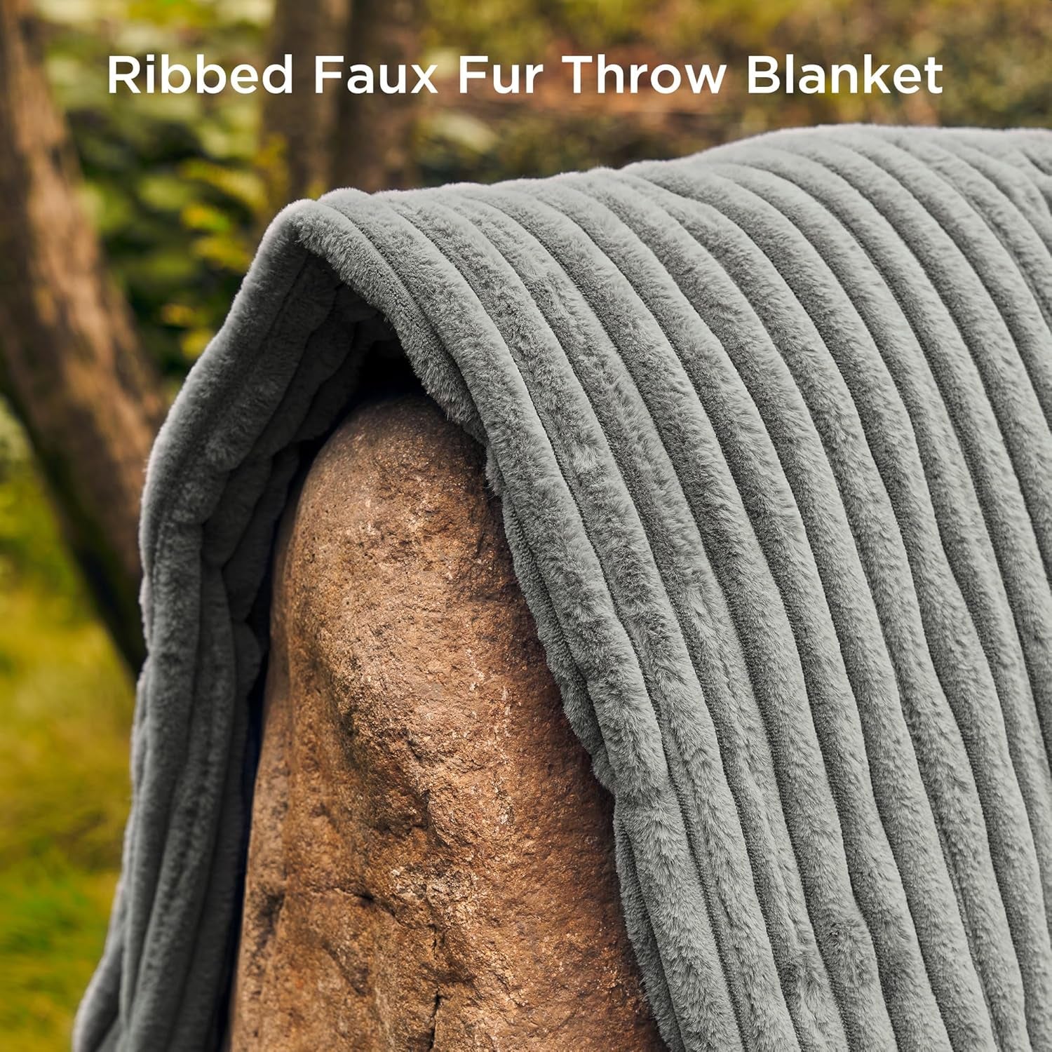 Heated Blanket Electric Throw - Ribbed Faux Fur Electric Blanket, 130X160Cm Heating Blanket with 10 Time Settings & 6 Heat Settings,Overheat Protection Machine Washable(Gray)